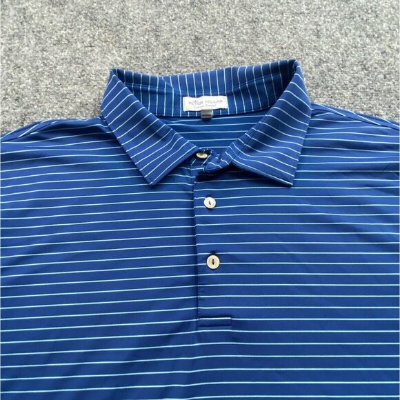 Peter Millar Shirt Mens XXL Polo‎ Blue Stripe Summer Comfort Golf Beach Preppy - Picture 5 of 14